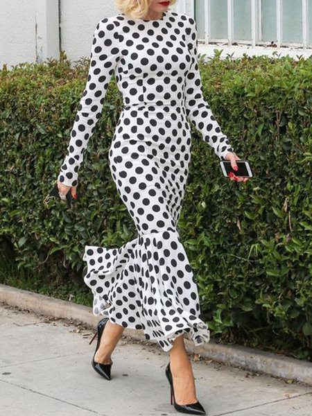 

Skinny Crew Neck Elegant Maxi Dress, Black-white, Maxi Dresses
