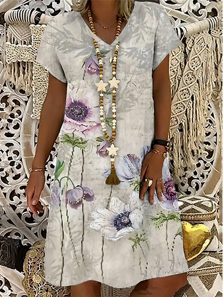 

Cotton Blends Floral Vacation Weaving Dress, Multicolor, Floral Dresses