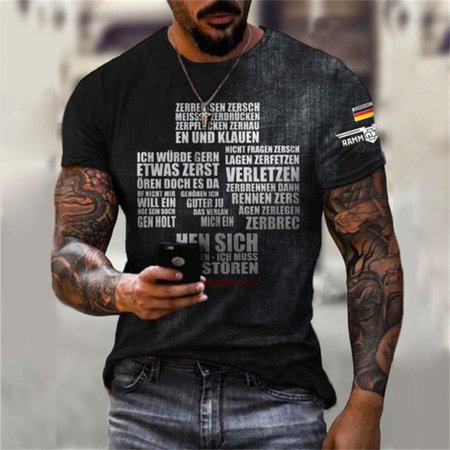

Casual Round Neck Long Sleeve 3D Rock Print Slim Pullover Men's T-shirt, Color4, T-shirt