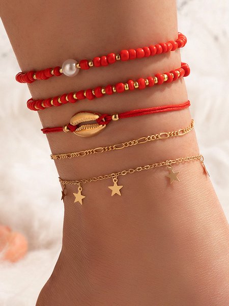 

Beach Pearl Shell Star Anklet, As picture, Anklets