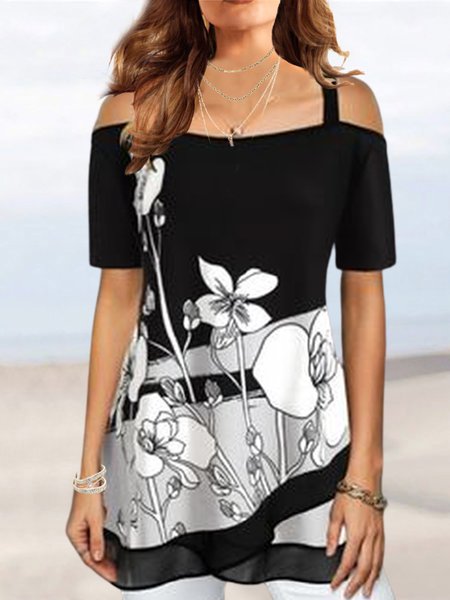 

Crew Neck Loosen Color Block Shirts & Tops, Multicolor, Tops