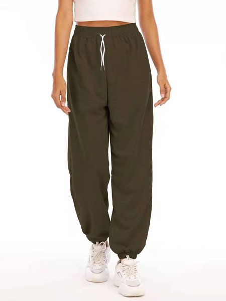 

Cotton Blends Pockets Pants, Green, Sport Pants