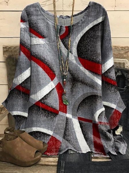 

Color Block Casual Geometric Shirts & Tops, Multicolor, Tops