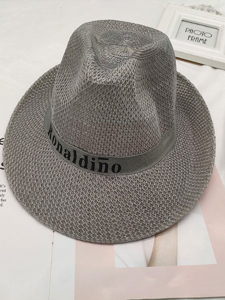 

Men's Letter Pattern Linen Beach Hat, Gray, Men Hats &Scarves&Gloves