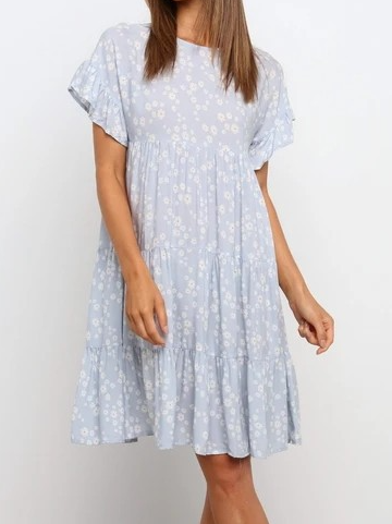 

Cotton Blends Casual Weaving Dress, Light blue, Mini Dresses