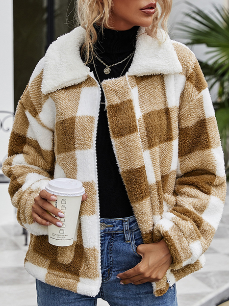 

Regular Fit Fluff/Granular Fleece Fabric Outerwear, Light coffee, Coats