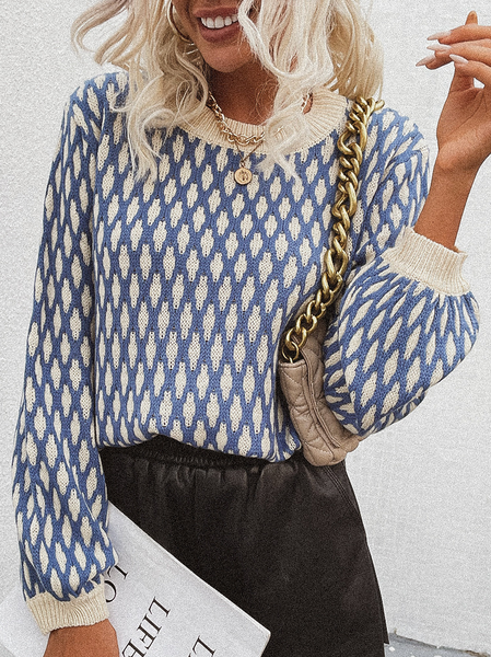 

Wool/Knitting Geometric Vintage Sweater, Blue, Sweaters & Cardigans