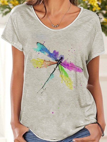 

Cotton Blends Casual Crew Neck Shirts & Tops, Gray, Tees & T-shirts