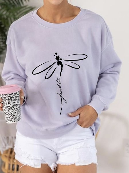 

Cotton Blends Casual Butterfly Long Sleeve Shirts & Tops Women, Multicolor, Tops