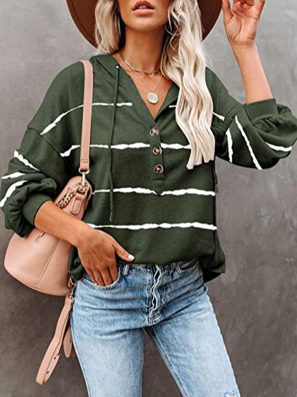

Casual Cotton Blends Striped Shirts & Tops, Green, Tops