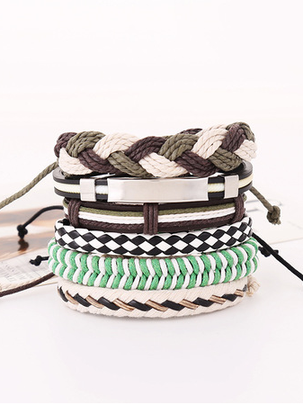 

Men's And Women's Vintage Braided Cowhide Bracelet, Sets6, Accessories