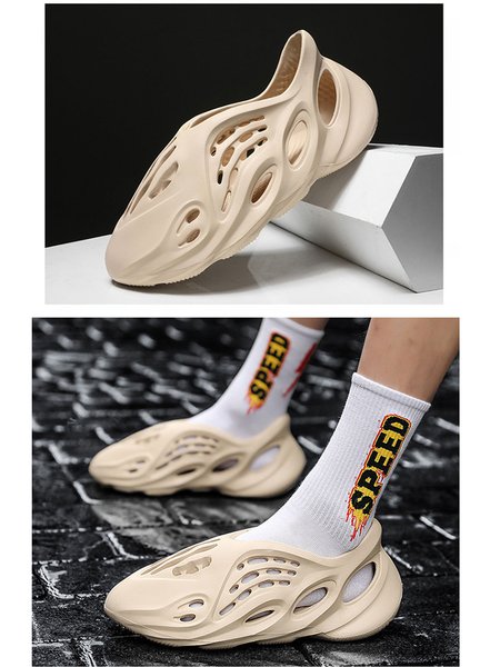 

Men's And Women's Empty Beach Coconut Shoes, Beige, Slippers