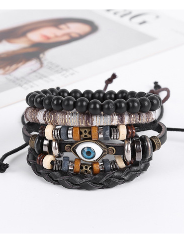 

Men's And Women's Vintage Braided Cowhide Bracelet, Golden, Rings