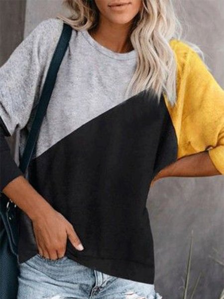 

Color Block Casual Batwing Shirts & Tops, Multicolor, Tops