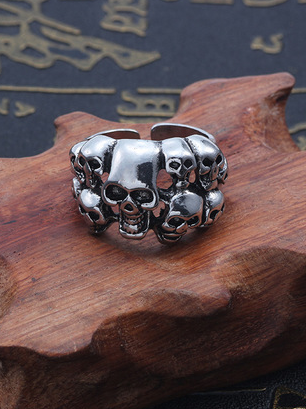 

Men's Vintage Skull Ring, Blue, Rings