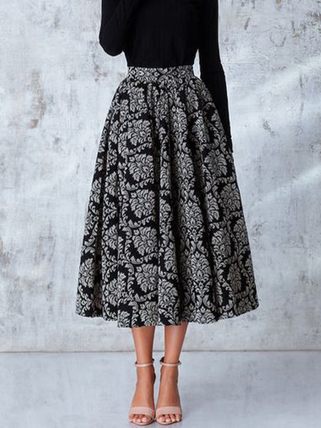

Elegant Loosen A Line Daily Skirt, Black, Skirts