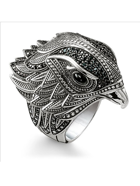

Men's Personality Vintage Eagle Ring, Black, Rings