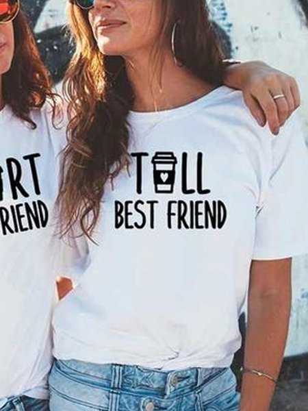 

Best Friends Graphic Letter T-shirt, Color2, T-shirts