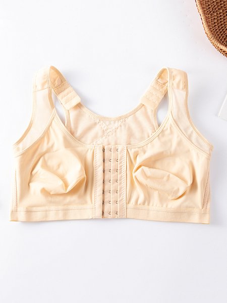 

Plus Size Wireless Ultra-thin Front Closure Wnderwear, Apricot, Bra&Bra Sets