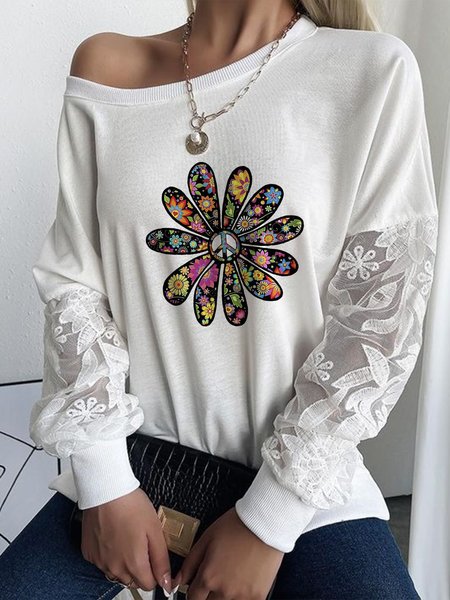 

Lace Ombre Casual V Neck Shirts & Tops, Multicolor, Tops