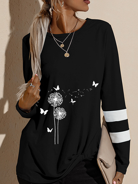 

Regular Fit Cotton Blends Butterfly Shirts & Tops, Black, Tops
