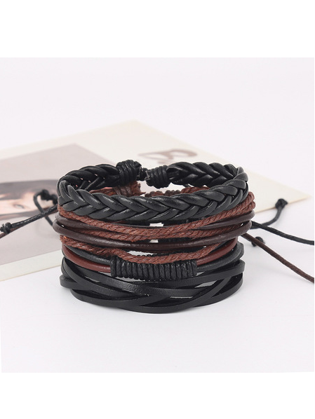 

Men's And Women's Vintage Braided Cowhide Bracelet, Golden, Accessories