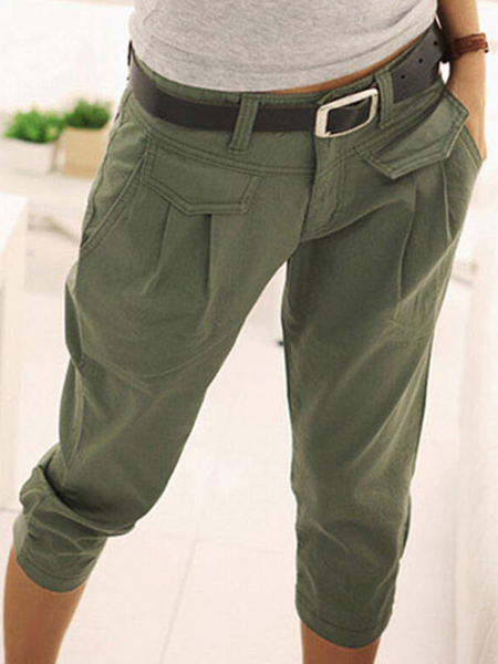 

Cotton Blends Solid Regular Fit Pants, Army green, Pants