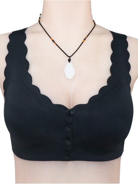 

Wireless Vest-style Ultra-thin Underwear Plus Size, Black, Bra&Bra Sets