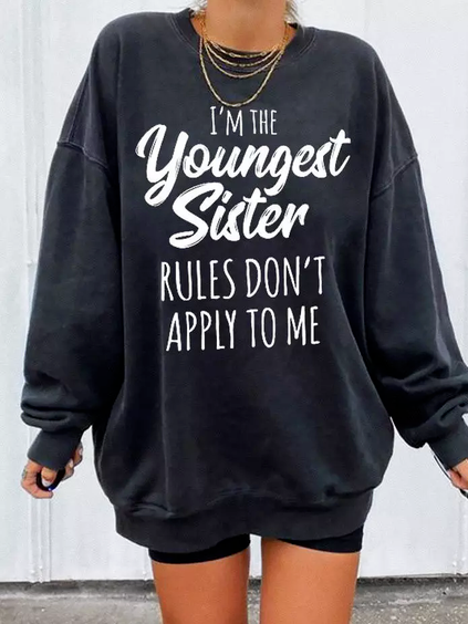 

Casual Letter Crew Neck Sweatshirt, Deep gray, Sweatshirts & Hoodies