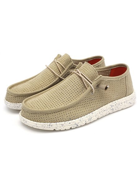 

Breathable Hollow Canvas Sailing Shoes, Light yellow, Flats