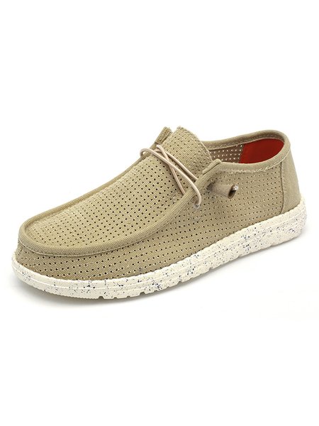 

Breathable Hollow Canvas Sailing Shoes, Light yellow, Flats & Loafers