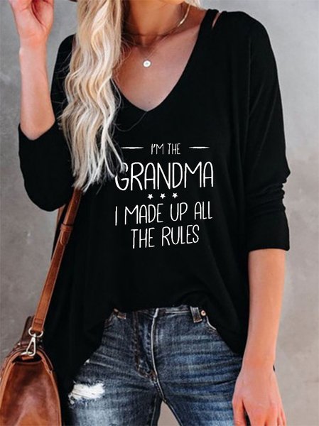 

Long Sleeve Letter Crew Neck Casual Shirts & Tops Tops Graphic T-shirts For Women, Black, T-Shirts