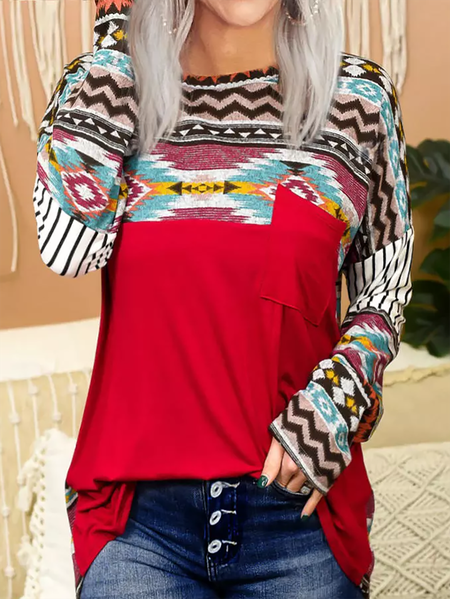 

Plus size Western Printed Casual Shirts & Tops, Multicolor, Tops