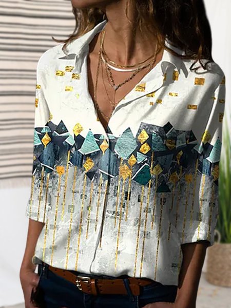 

Solid V Neck Casual Shirts & Tops, White, Shirts & Blouses