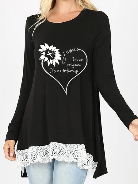 

Plain Long Sleeve V Neck Casual Shirts & Tops, Black, T-Shirts