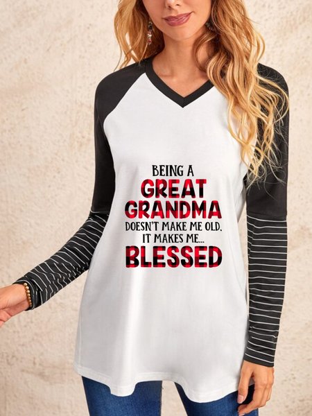 

Casual Plaid Long Sleeve Round Neck Plus Size Printed Tops Graphic T-shirts For Women, White, T-Shirts