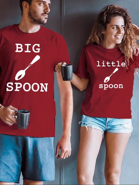 

Big Spoon Little Spoon Couple T-Shirts, Red, Couple T-shirts