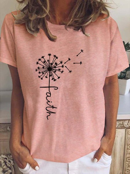 

Dandelion Faith Round Neck Short Sleeve T-shirt, Pink, T-shirts