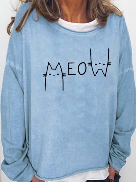 

Cute Meow Cat Lover Sweatshirts, Light blue, Hoodies&Sweatshirts