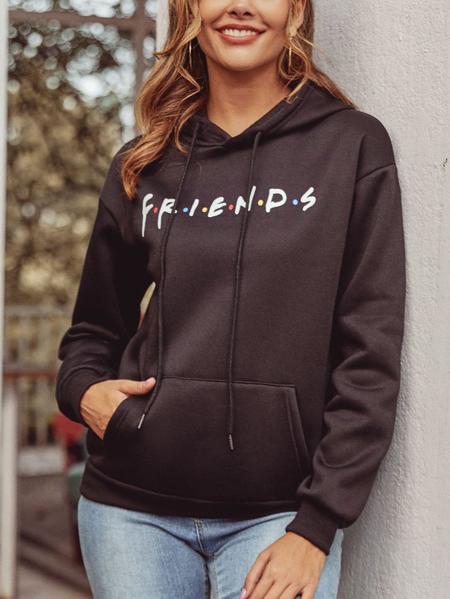 

Hooded Casual Letter Sweatshirt, Black, Sweatshirts & Hoodies