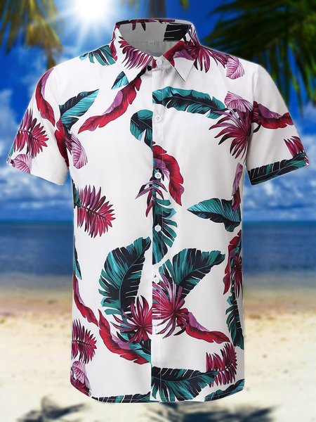 

Men's Casual Hawaiian Short Sleeve Shirt, Color2, Men's Floral shirt