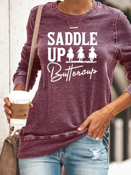 

Saddle Up Buttercup Letter Sweatshirts, Purple, Hoodies&Sweatshirts