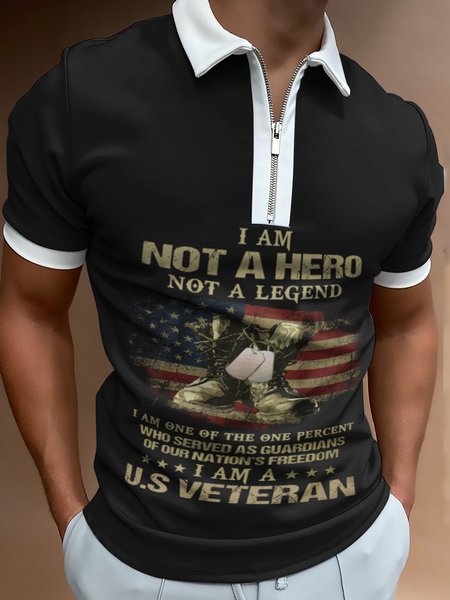 

I Am Not A Hero Not A Legend Retro Casual Polo Shirt, Black, Men's t-shirts