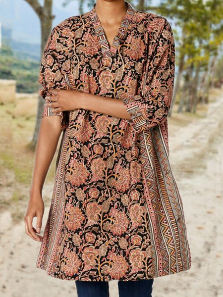 

Loosen Striped Boho V Neck Floral Dresses, Flower, Mini Dresses