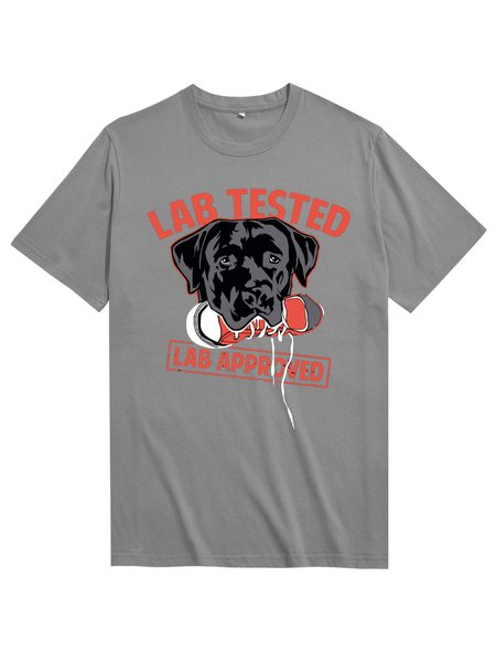

Unocis Funny Dog Print Round Neck Short Sleeve T-Shirt, Gray, T-shirts