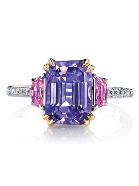 

Square Crystal Purple Zircon Ring, As picture, Rings