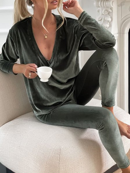 

Velvet Casual Suits, Green, Two-piece Outfits
