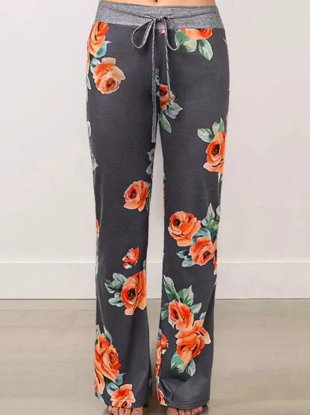 

Floral Cotton Blends Pants, Flower, Pants