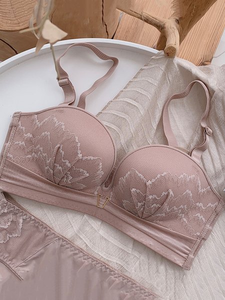 

Invisible Air Cushion Gather Underwear Wireless, Dark pink, Bra&Bra Sets