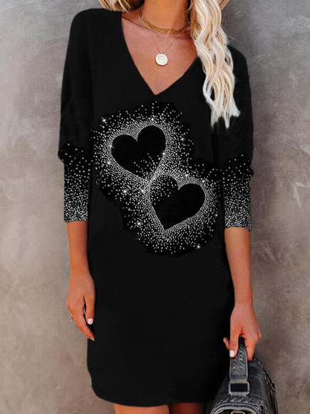 

V Neck Elegant Cotton Blends Dresses, Black, Formal Dresses